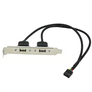 Линията на Разделяне Черна 2-Портов USB 2.0 Скоба за Разширяване на задния панел на дънната платка на IDC 9-номера за контакт, USB-кабел, дънна платка, Адаптер на Хост