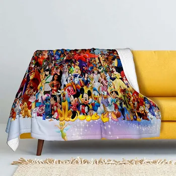 Меко фланелевое одеяло с Мини и Мики Маус от анимационен филм на Дисни за момичета, детски юрган на легло, диван, детски подарък, топло одеяло