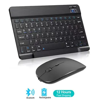 Мини Безжична Bluetooth клавиатура мишка комбинирана за телефон, таблет, лаптоп за Android, Windows-Испански речник английски руски