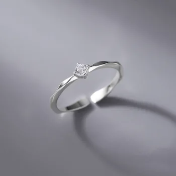 Минималистичные пръстени от истинско сребро 925 проба за жени, изискани бижута, елегантен годежен пръстен с кристали, сребърни дамски аксесоари