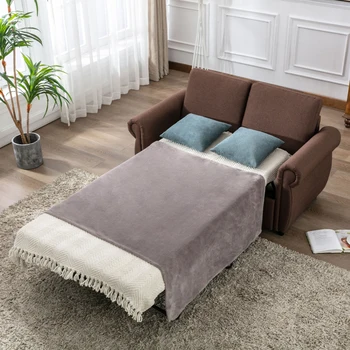 Модерен разтегателен диван-легло за спане, 2-местен разтегателен диван с регулируема облегалка и поясничными възглавници за офис и всекидневна