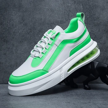 Модни Нови Мъжки Бели Зелени Цветни обувки на плоска подметка с въздушна Възглавница, Ежедневни Обувки в стил пънк-рок, Лоферы, Спортни Маратонки За Ходене, Zapatillas Hombre