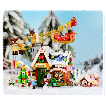 Монтаж на градивен Лосове Коледна къща Класически комплект За възрастни Дисплей са подбрани модел Детски Пъзел Подарък за Спомен