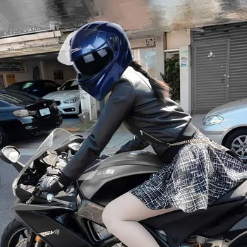 Мотоциклет шлем, JK902 син, пълно покритие, мотоциклети състезателна каска, зимна предпазна каска за безопасност на електрически превозни средства за мъжете, Уо