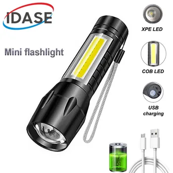 Мощна Акумулаторна батерия led фенерче с мини-увеличение, лампа за къмпинг, на открито, силна лампа, водоустойчив тактически фенер