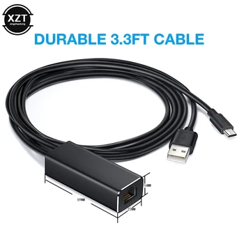 Мрежова карта USB Ethernet Адаптер за Chromecast USB 2.0-RJ-45 за Google Chromecast 2 1 Ultra Audio TV Stick Micro USB Power