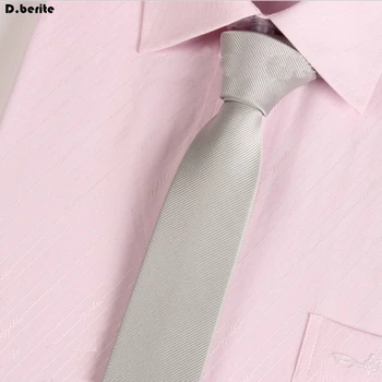 Мъжка светло сива вратовръзка на шията, монофонични тясна вратовръзка, класическа вратовръзка за младоженеца, бизнес тясна вратовръзка за сватбени партита SK604