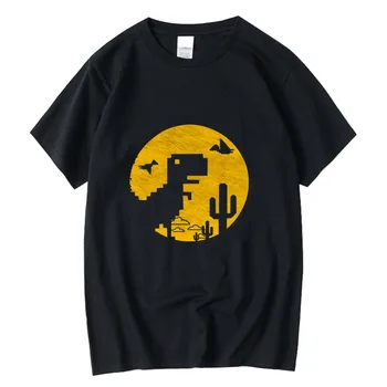 Мъжки t-shirt XINYI от 100% памук, ежедневни забавна игра с принтом динозавър, свободна готина тениска с кръгло деколте за мъже, тениски с къс ръкав, м...