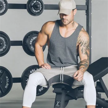 Мъжки тънък жилетка за фитнес, свободна дишаща удобна тениска без ръкави, тренировочная облекло