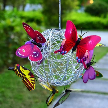 На слънчева светлина за градина на открито, лампа със слънчева пеперуда, водоустойчив Окачен лампа със слънчева пеперуда, окачен фенер за градината в двора