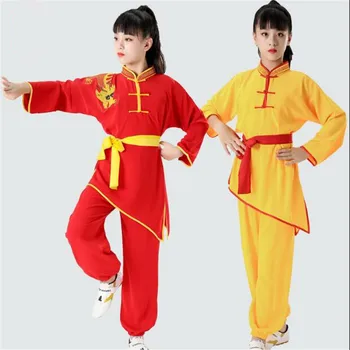 Нови детски традиционни костюми с китайски носии, костюми за тайдзи ушу кунг-фу за деца, костюм за изяви на сцената, костюм за бойни изкуства