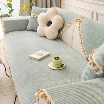 Обикновен нескользящий калъф за дивана, утолщенное меки памучни кърпи за диванной възглавници, калъфи за декор на мебелите в хола, калъфи за мека мебел