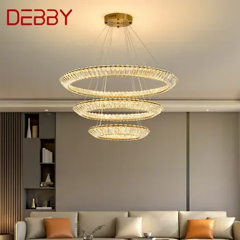 Окачен лампа DEBBY Nordic Modern Ring, led кръгъл кристален полилей, творчески лампа клас апартамент за хола, Вили, Спални