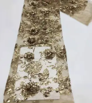 Окото лейси плат в нигерия стил с пайети ръчно изработени, Африка 2022, висококачествено луксозно тюлевое дантела с мъниста за шивашки сватбена вечерна рокля