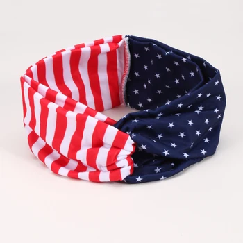 Превръзка на главата с Флага на САЩ на Деня на Независимостта за жени, момичета, червени, Бели и Сини, Патриотичен американски флаг, аксесоар за коса