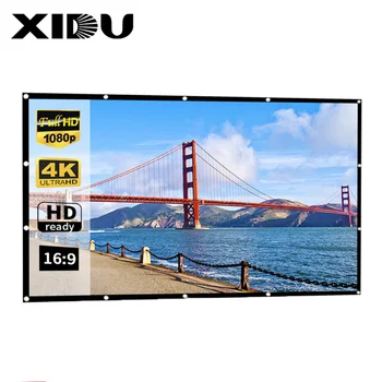 Преносим Прожекционен екран HD Завеса за домашно кино 84/100/120/150 инча Прожекционни екрани за дома на външния проектор завеса