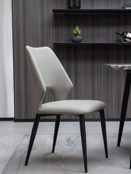 Прост, модерен кът за стол с висока облегалка, лесен луксозен потребителска маса за хранене, стол, дизайнерски кожен стол от висок клас
