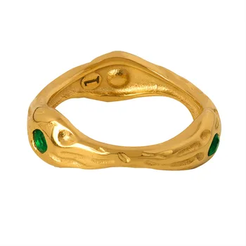 Пръстен в стил ретро с грешно изписано от цирконий, женска двойка от висококачествена титанов стомана, позлатените пръстен, банкетни украса