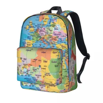 Раница с карта на Земята, Карта на света, младежки пътни раници от полиестер с принтом, ученически чанти с модел, раница