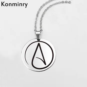 Символ на атеизма Konminry, колие от неръждаема Стомана, кръгла верига с окачване, Колие с антитеистическим знак За жени, бижута мъжки