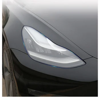 Стикер за подреждане на предните фарове на колата за модел на Tesla XSY 3, фарове от TPU, опушен-черни фарове, защитно фолио, аксесоари