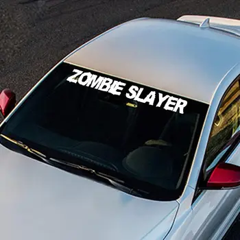 Текстов банер Zombie Slayer, Стикер на предното стъкло, каубойски селски състезателни стикери, Апликация
