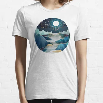 Тениска с лунна светлина, дамски фланелки, сладки върхове, летни дрехи, тениски за жени, памук