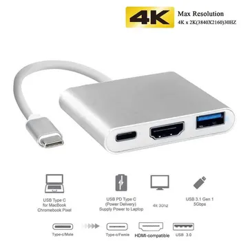 Тип C за HDMI-съвместим USB хъб 4K USB Type C-HDMI Адаптер За Samsung Macbook Huawei LG PC TV, Съвместим с HDMII