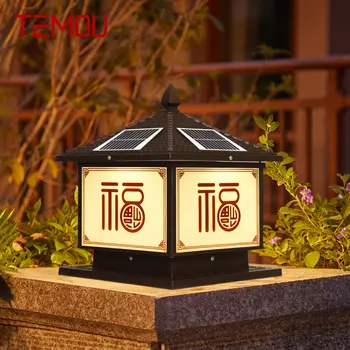 Уличен слънчева светлина TEMOU, ретро творчески китайски тела на стълб, водоустойчива IP65 за дома, на вилата, на двора