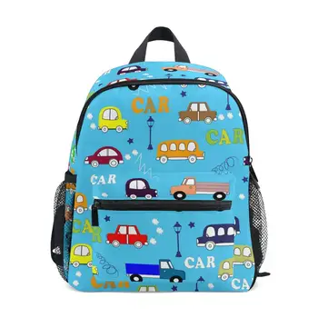 Училищна чанта за момиченце, АЛАЗА, чанта за детска градина, чанта за предучилищна възраст, за малки деца, идеален за 3-8 години, сини раници, чанта с изображение на автомобила
