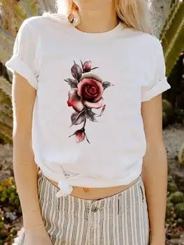 Цветни акварелни сладки тениски с графичен модел на 90-те години, тениска, модни дамски тениски с къс ръкав и принтом, лятна пролетно облекло с принтом