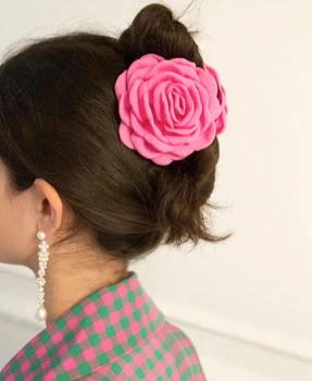 Модерен романтичен дизайн френска роза Шнола за коса Сладко нокти за коса, за жени, Бижута за момичета 2023 Шик Ежедневна прическа INS